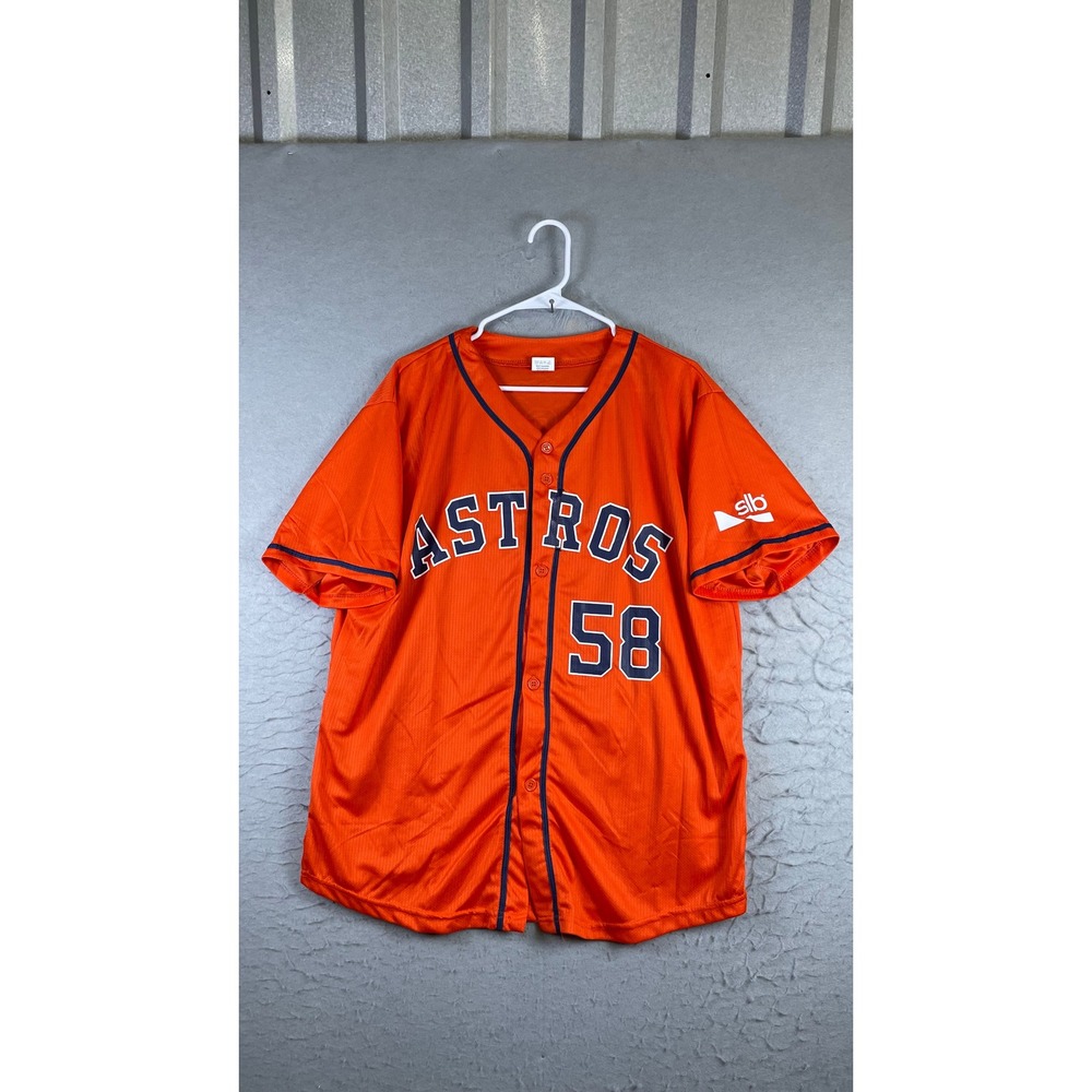 Houston Astros Baseball Jersey Mens XL Orange Good Hunter Brown 58 SLB Sponsor